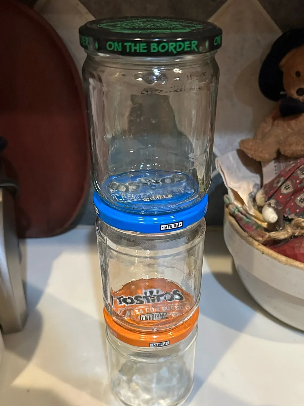 15 OZ WIDE MOUTH GLASS JARS TOSTITOS SALSA ON BORDER LEFTOVER SOUR DOUGH STARTER